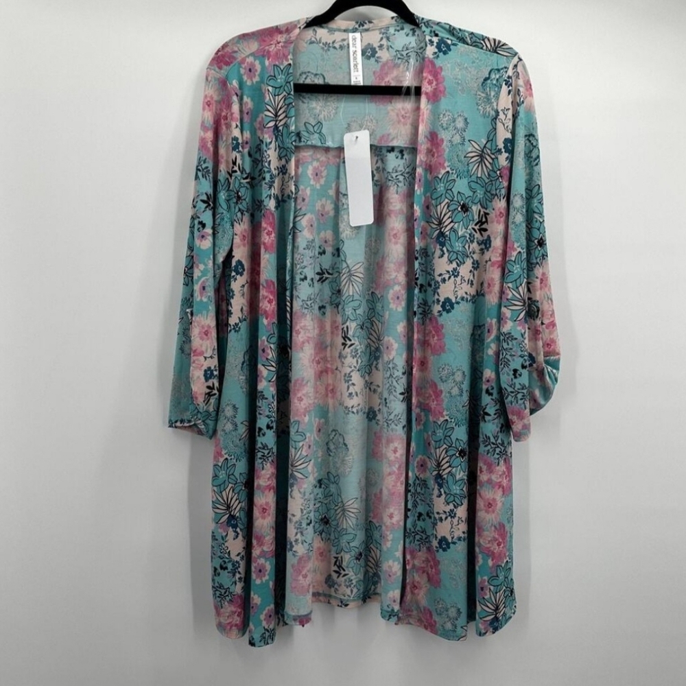 Dear Scarlett Cardigan Womens Large Floral Open Front Lightweight Kimono Boho